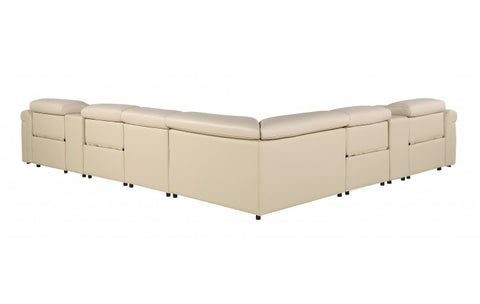1126 DivanItalia Beige 8-Piece Sectional with 4 Power Recliners and Power HeadrestsModel:  1126-BEIGE-4PWR-8PC