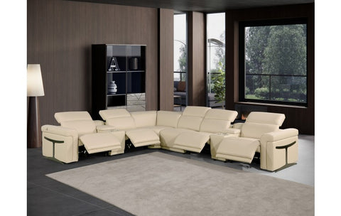 1126 DivanItalia Beige 8-Piece Sectional with 4 Power Recliners and Power HeadrestsModel:  1126-BEIGE-4PWR-8PC