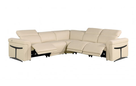1126 DivanItalia Beige 5-Piece Sectional with 3 Power Recliners and Power HeadrestsModel:  1126-BEIGE-3PWR-5PC