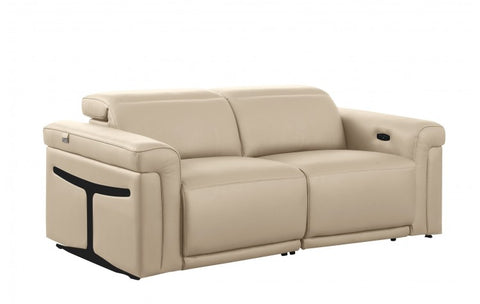 1126 DivanItalia Beige Top Grain Italian Leather Loveseat with Power HeadrestModel:  1126-BEIGE-2.2-HT