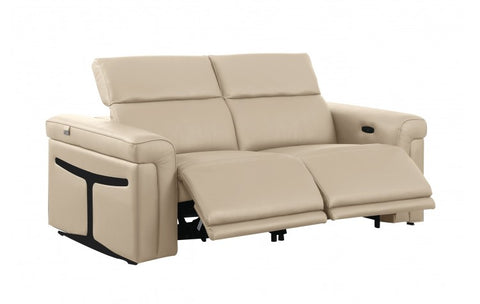 1126 DivanItalia Beige Top Grain Italian Leather Loveseat with Power HeadrestModel:  1126-BEIGE-2.2-HT