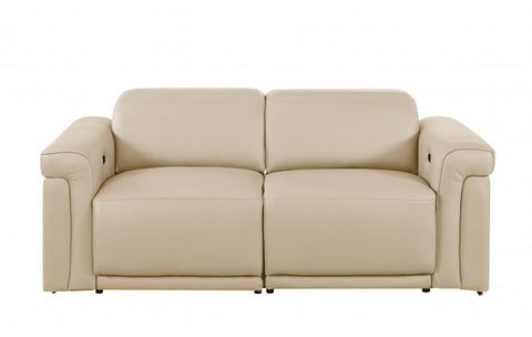 1126 DivanItalia Beige Top Grain Italian Leather Loveseat with Power HeadrestModel:  1126-BEIGE-2.2-HT