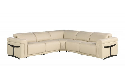 1126 DivanItalia Beige 5-Piece Sectional with 3 Power Recliners and Power HeadrestsModel:  1126-BEIGE-3PWR-5PC