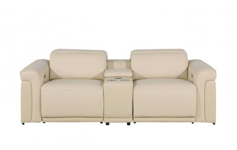 1126 DivanItalia Beige Modular Power Reclining Loveseat with Power HeadrestModel:  1126-BEIGE-3.2-HT
