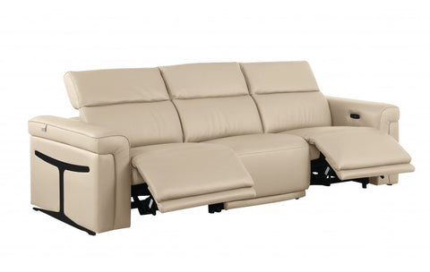 1126 DivanItalia Beige Top Grain Italian Leather Power Reclining Sofa with Dual Recliners and Power HeadrestsModel:  1126-BEIGE-3.2-S-HT