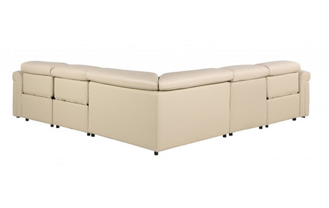 1126 DivanItalia Beige 5-Piece Sectional with 3 Power Recliners and Power HeadrestsModel:  1126-BEIGE-3PWR-5PC
