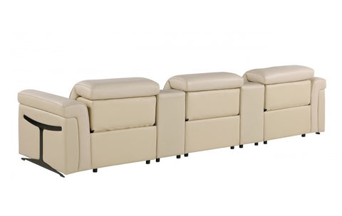 1126 DivanItalia Beige 5-Piece Power Reclining Sofa with Power Headrest in Top Grain Italian LeatherModel:  1126-BEIGE-5.3-HT
