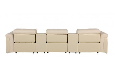 1126 DivanItalia Beige 5-Piece Power Reclining Sofa with Power Headrest in Top Grain Italian LeatherModel:  1126-BEIGE-5.3-HT