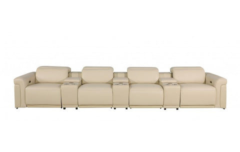 1126 DivanItalia Beige 7-Piece Power Reclining Sofa with Power Headrest in Top Grain Italian LeatherModel:  1126-BEIGE-7.4-HT