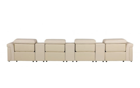 1126 DivanItalia Beige 7-Piece Power Reclining Sofa with Power Headrest in Top Grain Italian LeatherModel:  1126-BEIGE-7.4-HT