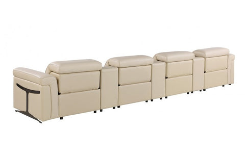 1126 DivanItalia Beige 7-Piece Power Reclining Sofa with Power Headrest in Top Grain Italian LeatherModel:  1126-BEIGE-7.4-HT