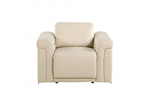 1126 DivanItalia Beige Top Grain Italian Leather Power Reclining Chair with Power HeadrestModel:  1126-BEIGE-CH