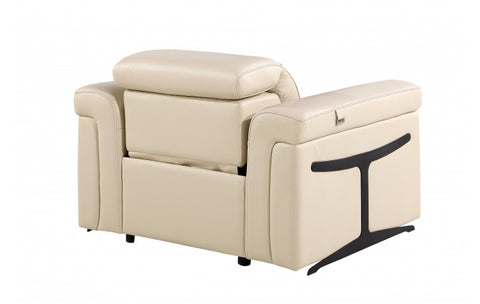1126 DivanItalia Beige Top Grain Italian Leather Power Reclining Chair with Power HeadrestModel:  1126-BEIGE-CH