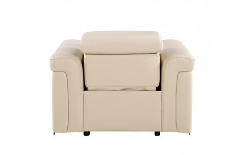1126 DivanItalia Beige Top Grain Italian Leather Power Reclining Chair with Power HeadrestModel:  1126-BEIGE-CH