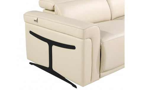 1126 DivanItalia Beige Top Grain Italian Leather Power Reclining Sofa with Power HeadrestModel:  1126-BEIGE-S