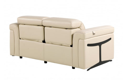 1126 DivanItalia Beige Top Grain Italian Leather Power Reclining Loveseat with Power HeadrestModel:  1126-BEIGE-L