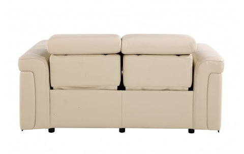 1126 DivanItalia Beige Top Grain Italian Leather Power Reclining Loveseat with Power HeadrestModel:  1126-BEIGE-L
