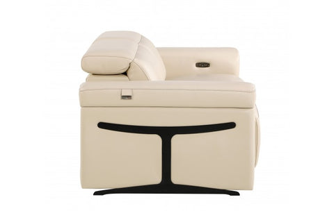 1126 DivanItalia Beige Top Grain Italian Leather Power Reclining Loveseat with Power HeadrestModel:  1126-BEIGE-L