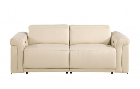 1126 DivanItalia Beige Top Grain Italian Leather Power Reclining Sofa with Power HeadrestModel:  1126-BEIGE-S