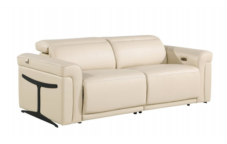 1126 DivanItalia Beige Top Grain Italian Leather Power Reclining Sofa with Power HeadrestModel:  1126-BEIGE-S