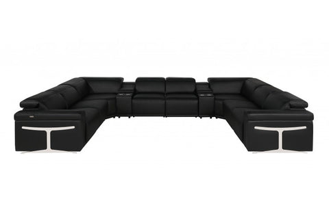 1126 DivanItalia Black 10-Piece Sectional with 4 Power Recliners and Power HeadrestsModel:  1126-BLACK-10PC-4PWR-U-SECTIONAL-GROUP