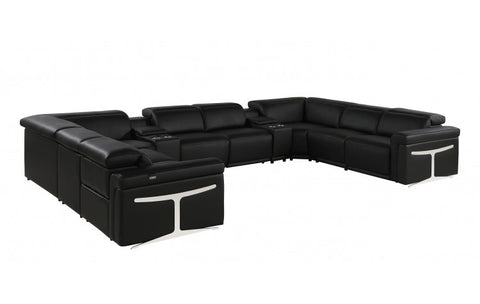 1126 DivanItalia Black 10-Piece Sectional with 4 Power Recliners and Power HeadrestsModel:  1126-BLACK-10PC-4PWR-U-SECTIONAL-GROUP