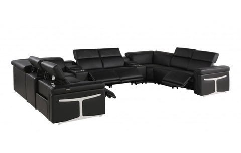 1126 DivanItalia Black 10-Piece Sectional with 4 Power Recliners and Power HeadrestsModel:  1126-BLACK-10PC-4PWR-U-SECTIONAL-GROUP