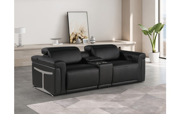 1126 DivanItalia Black Modular Power Reclining Loveseat with Power HeadrestModel:  1126-BLACK-3.2-HT