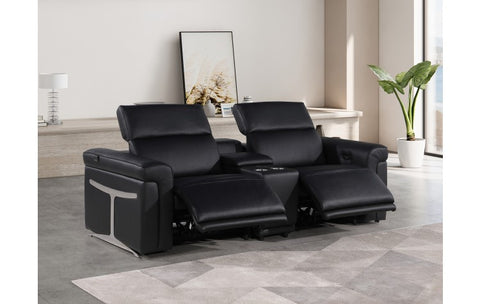 1126 DivanItalia Black Modular Power Reclining Loveseat with Power HeadrestModel:  1126-BLACK-3.2-HT