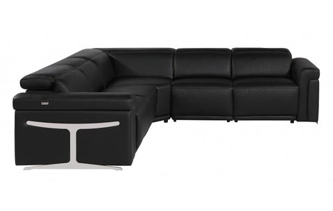 1126 DivanItalia Black 5-Piece Sectional with 3 Power Recliners and Power HeadrestsModel:  1126-BLACK-3PWR-5PC