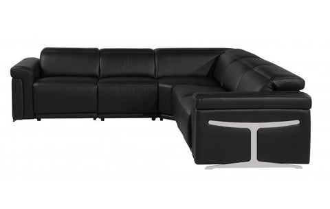 1126 DivanItalia Black 5-Piece Sectional with 3 Power Recliners and Power HeadrestsModel:  1126-BLACK-3PWR-5PC