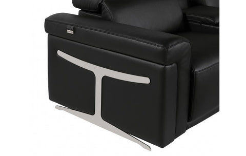 1126 DivanItalia Black 5-Piece Sectional with 3 Power Recliners and Power HeadrestsModel:  1126-BLACK-3PWR-5PC