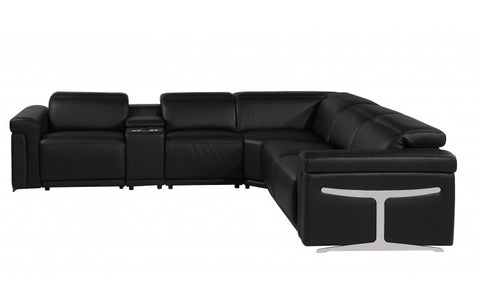1126 DivanItalia Black 6-Piece Sectional with 3 Power Recliners and Power HeadrestsModel:  1126-BLACK-3PWR-6PC