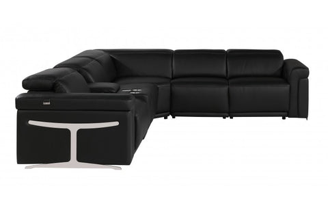 1126 DivanItalia Black 6-Piece Sectional with 3 Power Recliners and Power HeadrestsModel:  1126-BLACK-3PWR-6PC