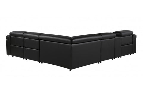 1126 DivanItalia Black 6-Piece Sectional with 3 Power Recliners and Power HeadrestsModel:  1126-BLACK-3PWR-6PC