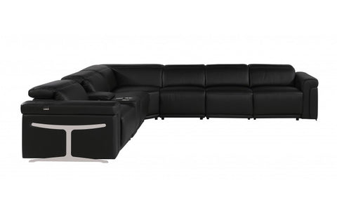 1126 DivanItalia Black 7-Piece Sectional with 4 Power Recliners and Power HeadrestsModel:  1126-BLACK-4PWR-7PC