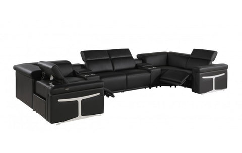 1126 DivanItalia Black 8-Piece Sectional with 2 Power Recliners and Power HeadrestsModel:  1126-BLACK-8PC-2PWR-U-SECTIONAL-GROUP