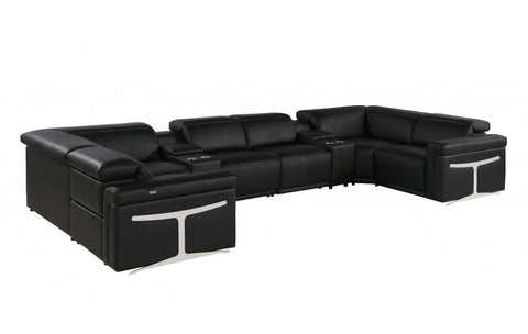 1126 DivanItalia Black 8-Piece Sectional with 2 Power Recliners and Power HeadrestsModel:  1126-BLACK-8PC-2PWR-U-SECTIONAL-GROUP
