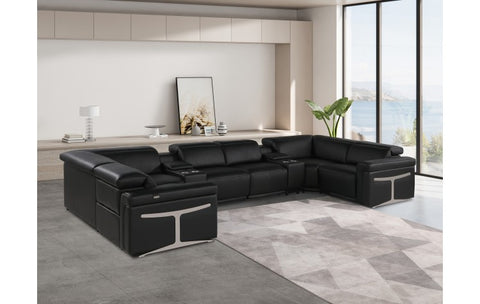 1126 DivanItalia Black 8-Piece Sectional with 2 Power Recliners and Power HeadrestsModel:  1126-BLACK-8PC-2PWR-U-SECTIONAL-GROUP