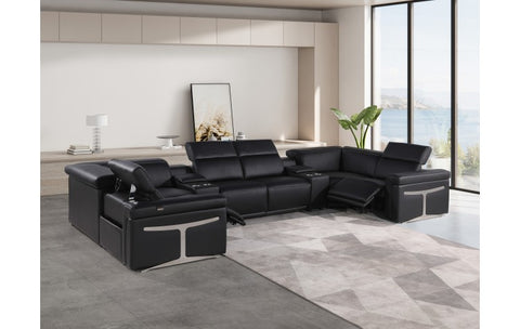 1126 DivanItalia Black 8-Piece Sectional with 2 Power Recliners and Power HeadrestsModel:  1126-BLACK-8PC-2PWR-U-SECTIONAL-GROUP