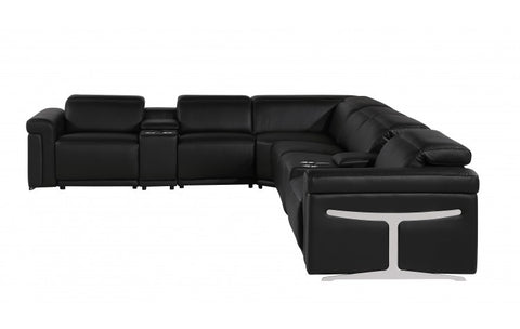 1126 DivanItalia Black 8-Piece Sectional with 3 Power Recliners and Power HeadrestsModel:  1126-BLACK-3PWR-8PC