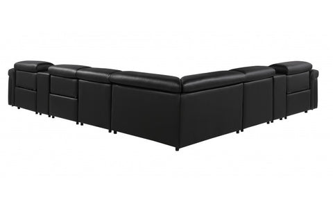 1126 DivanItalia Black 8-Piece Sectional with 3 Power Recliners and Power HeadrestsModel:  1126-BLACK-3PWR-8PC