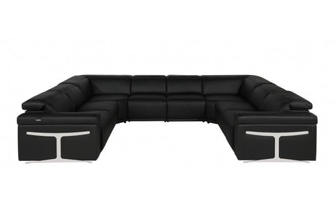 1126 DivanItalia Black 8-Piece Sectional with 4 Power Recliners and Power Headrests (No Consoles)Model:  1126-BLACK-8PC-4PWR-U-NC-SECTIONAL-GROUP