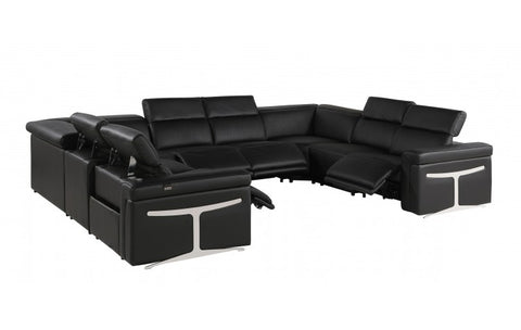 1126 DivanItalia Black 8-Piece Sectional with 4 Power Recliners and Power Headrests (No Consoles)Model:  1126-BLACK-8PC-4PWR-U-NC-SECTIONAL-GROUP