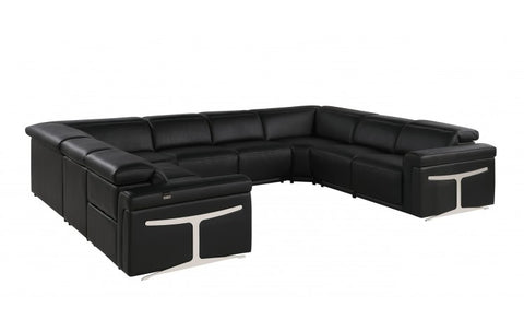 1126 DivanItalia Black 8-Piece Sectional with 4 Power Recliners and Power Headrests (No Consoles)Model:  1126-BLACK-8PC-4PWR-U-NC-SECTIONAL-GROUP