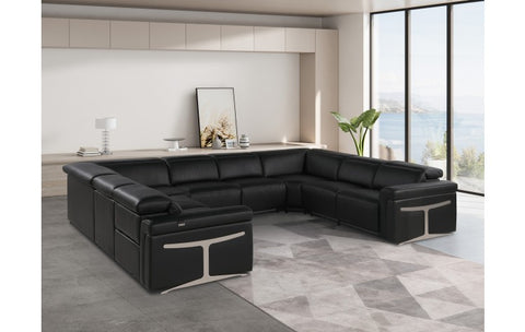 1126 DivanItalia Black 8-Piece Sectional with 4 Power Recliners and Power Headrests (No Consoles)Model:  1126-BLACK-8PC-4PWR-U-NC-SECTIONAL-GROUP