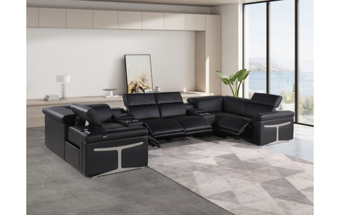 1126 DivanItalia Black 8-Piece Sectional with 4 Power Recliners and Power HeadrestsModel:  1126-BLACK-8PC-4PWR-U-SECTIONAL-GROUP