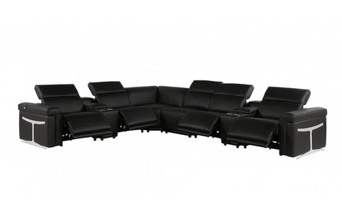 1126 DivanItalia Black 8-Piece Sectional with 4 Power Recliners and Power HeadrestsModel:  1126-BLACK-4PWR-8PC