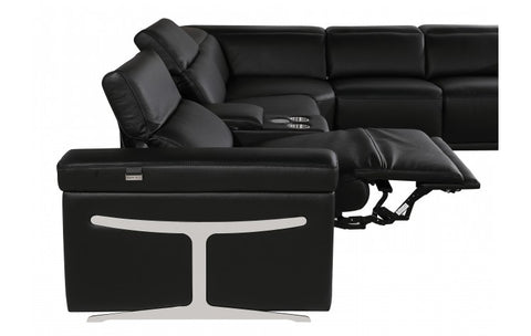 1126 DivanItalia Black 8-Piece Sectional with 4 Power Recliners and Power HeadrestsModel:  1126-BLACK-4PWR-8PC