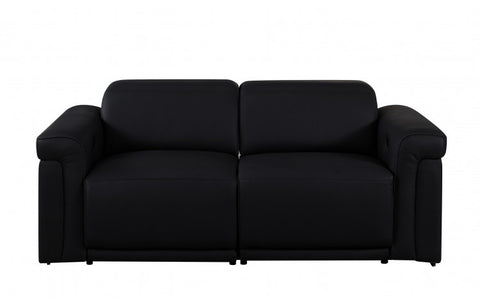 1126 DivanItalia Black Top Grain Italian Leather Loveseat with Power HeadrestModel:  1126-BLACK-2.2-HT